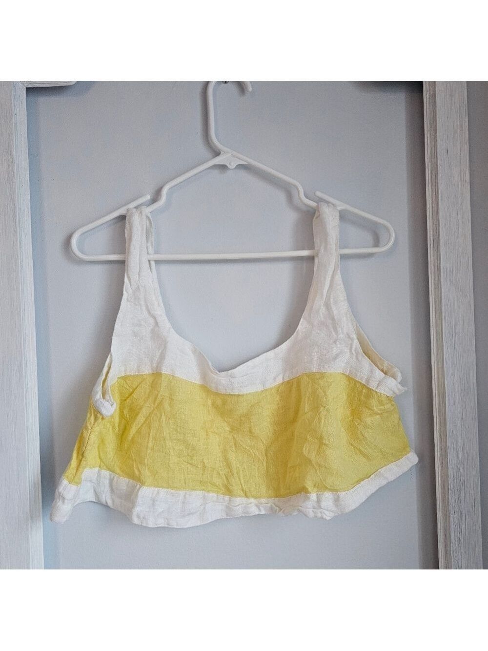Haute Hippie Yellow and White Women's Crop Top